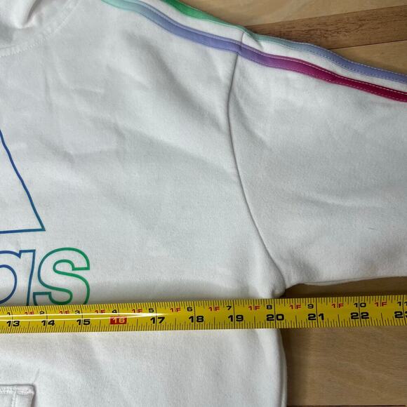 Adidas Girls Multicolor 3-Stripe Fleece Pullover Hoodie White XL (16) - Picture 8 of 8